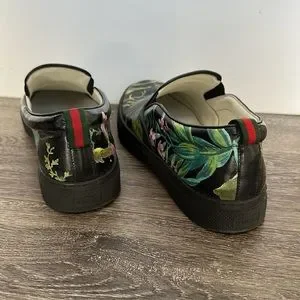 Gucci Shanghai St. Tropical Slip on Shoes Gucci Multicolor Black Shangai St.Tropical Print Leather  main image 4